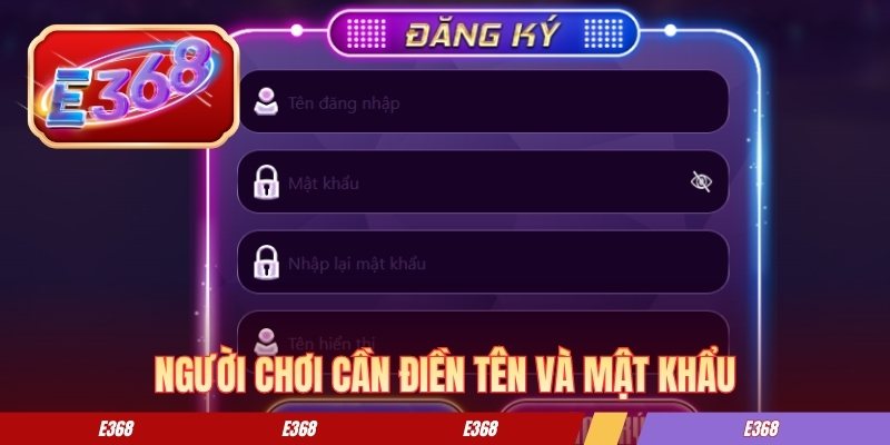 Người chơi cần điền tên và mật khẩu 