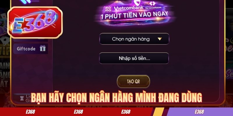 Bạn hãy chọn ngân hàng mình đang dùng 