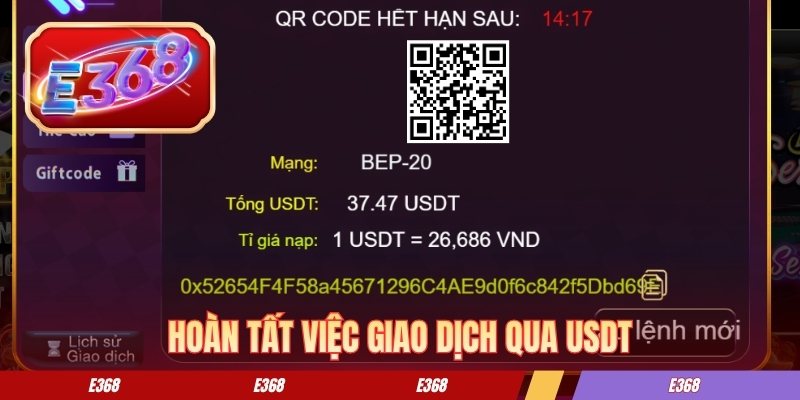 Hoàn tất việc giao dịch qua USDT